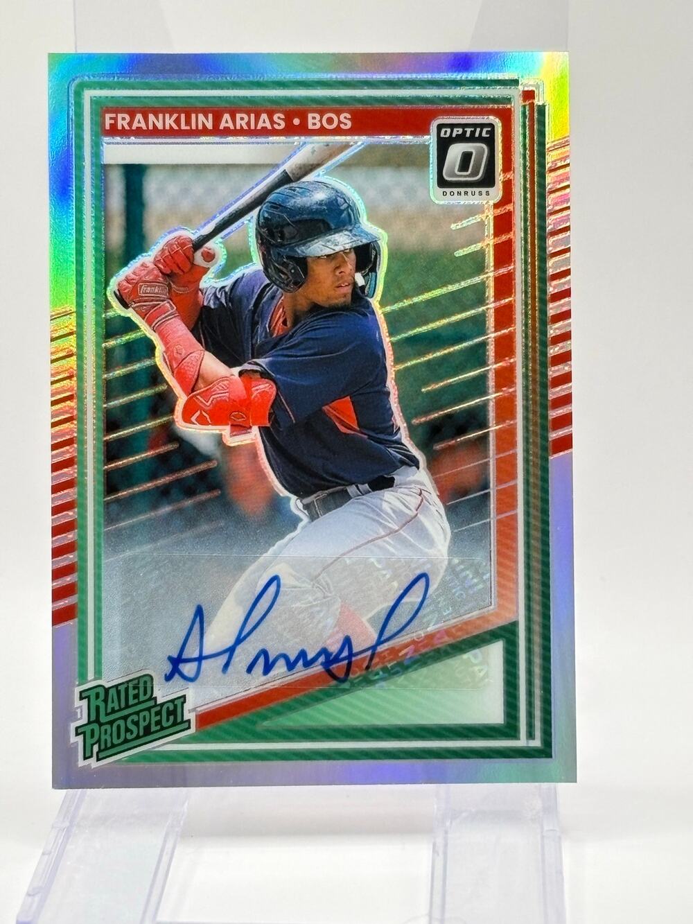 2025 Donruss Optic Franklin Arias Rated Prospect Holo Refractor Auto Red Sox